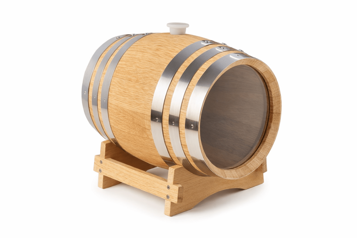 Glass Top Aging Barrel 3L - 10L | Transparent Oak Barrel with Viewing Window - Angels' Share Barrels